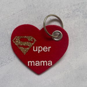 Sleutelhanger hart super mama